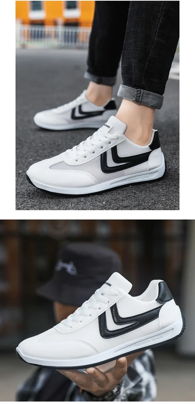 Men's Summer Breathable White Casual Sneakers Detail