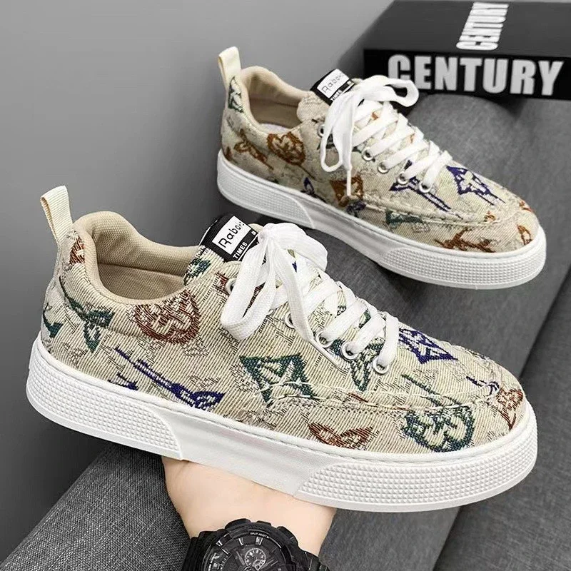 Men's Printed Canvas Low-Top Casual