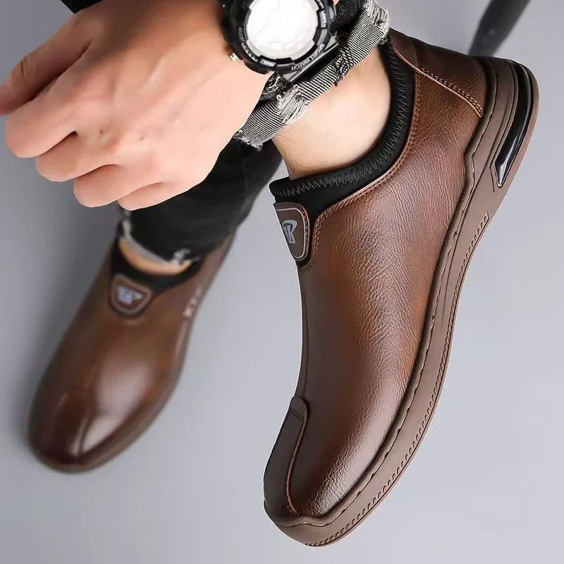 Men's Soft-Sole Leather Slip-On Driving Shoes