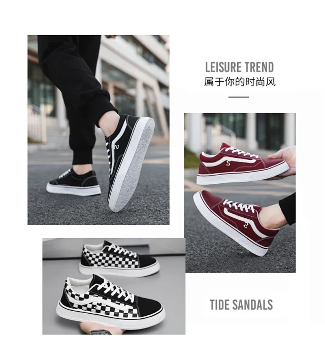 Men's Big Size Canvas Checkerboard Low-Tops Detail