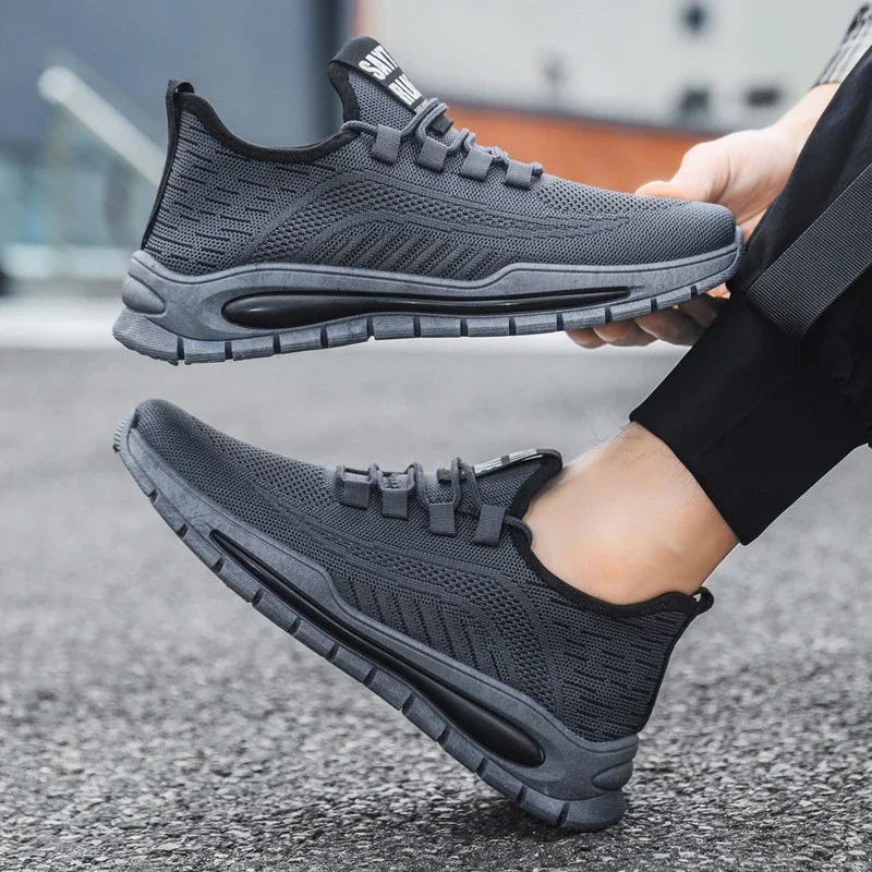 Breathable Big Men's Mesh Sneakers New All-Black