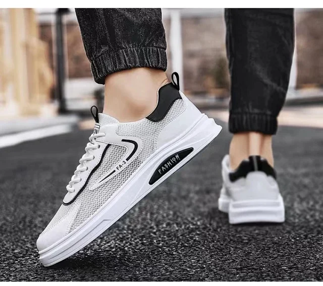 Men's Breathable Mesh White Sneakers 2025 Detail