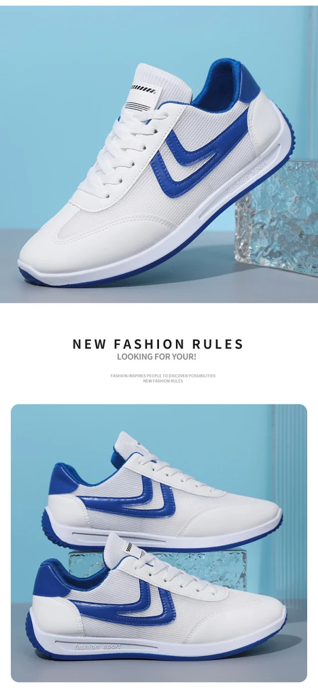 Men's Summer Breathable White Casual Sneakers Detail