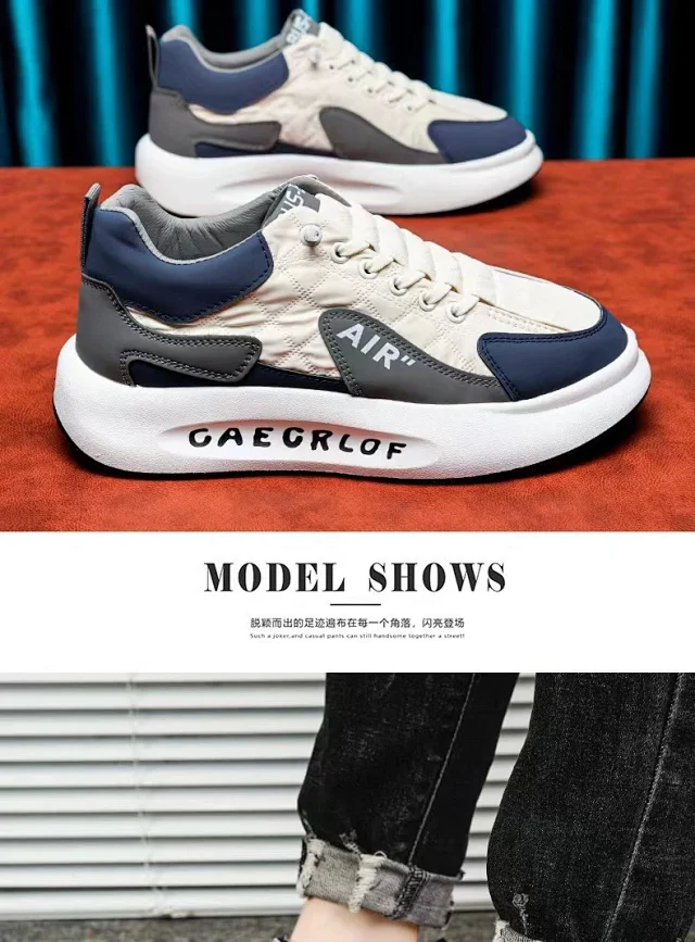 Men's Platform Lift White Sneakers Detail