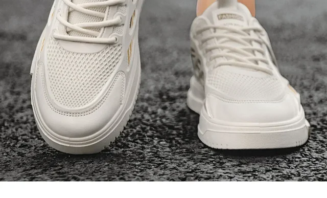 Men's 2025 Trendy Breathable Mesh Sneakers - White Detail