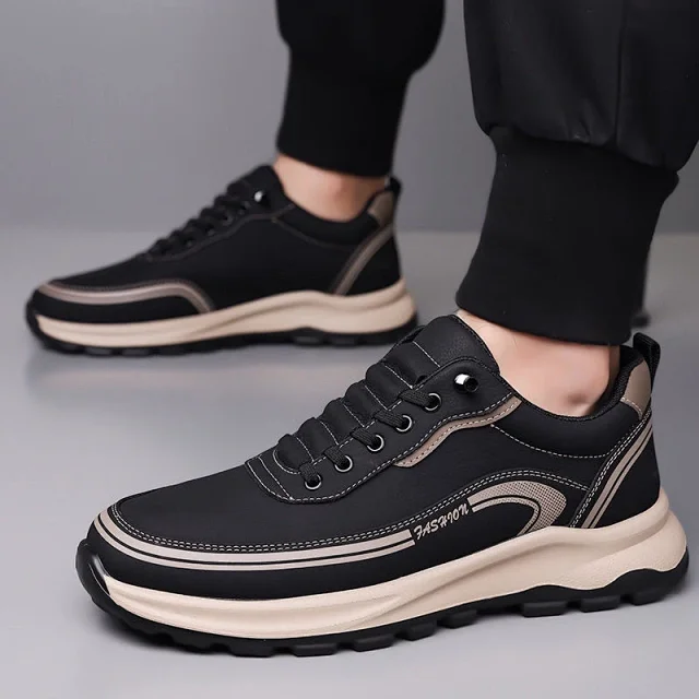 Men's Slip-On Leather Fashion Sneakers Detail