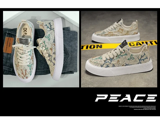 Men's Printed Canvas Low-Top Casual Detail