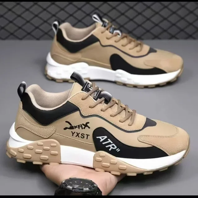 Men's Breathable Fall Leather Chunky Sneakers Detail