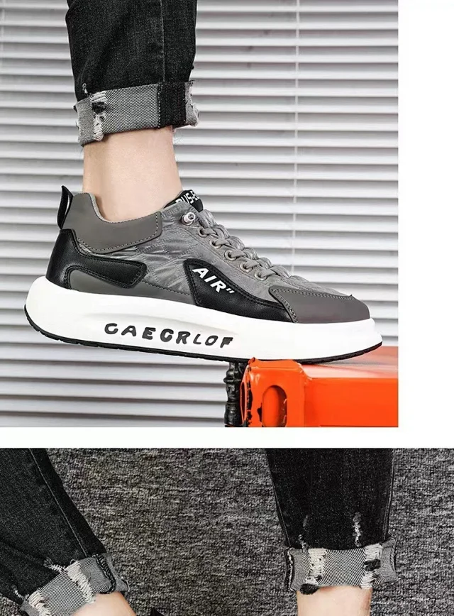 Men's Platform Lift White Sneakers Detail