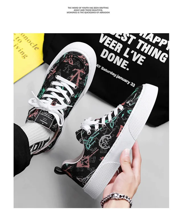 Men's Printed Canvas Low-Top Casual Detail
