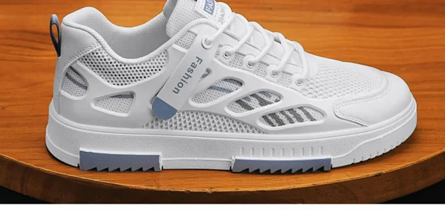 Men's 2025 Trendy Breathable Mesh Sneakers - White Detail