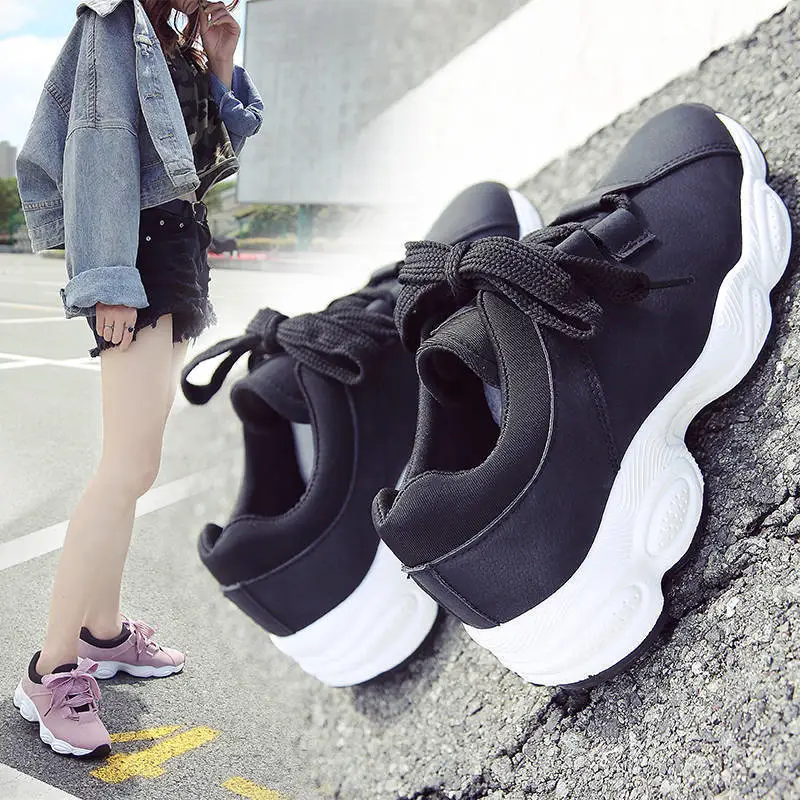 Women's Korean Chunky Lace-Up Sneakers 2025
