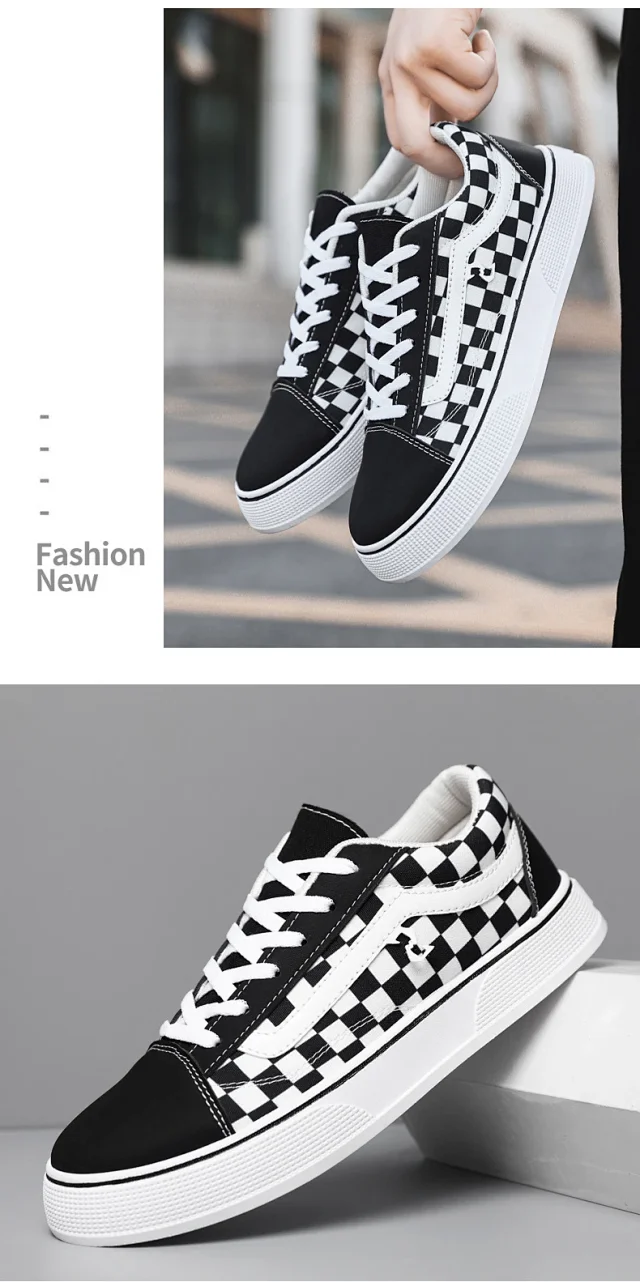 Men's Big Size Canvas Checkerboard Low-Tops Detail