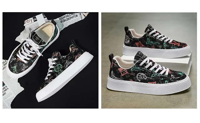 Men's Printed Canvas Low-Top Casual Detail