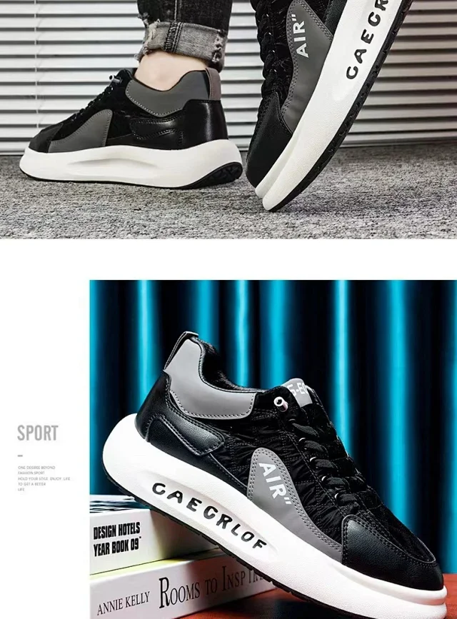 Men's Platform Lift White Sneakers Detail