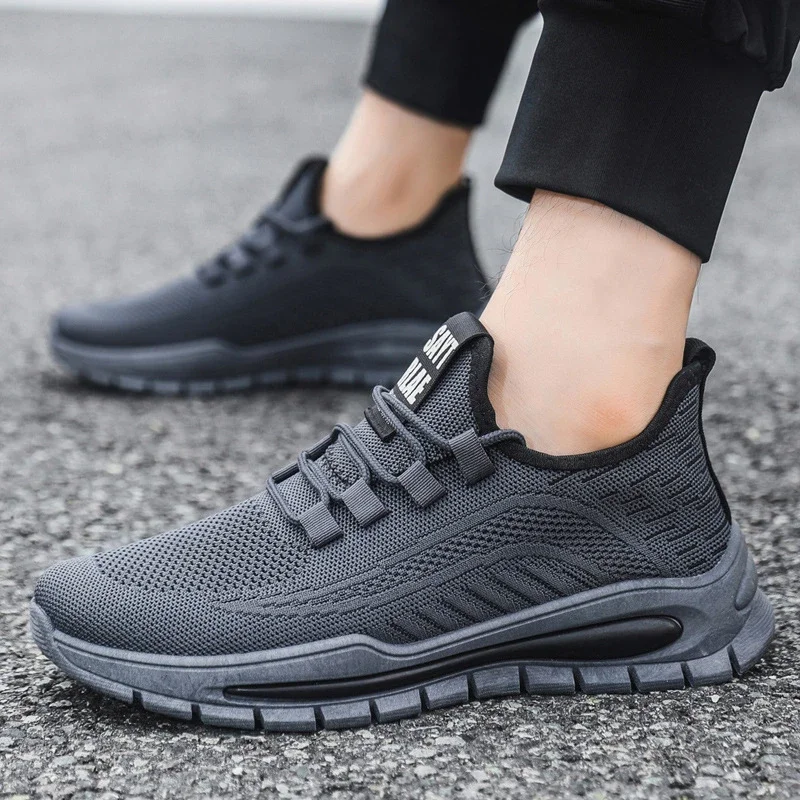 Breathable Big Men's Mesh Sneakers New All-Black