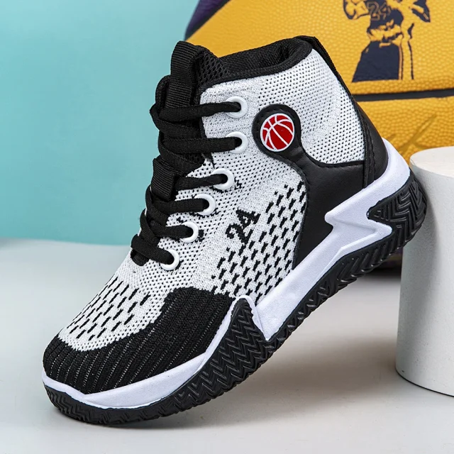 Breathable Knit Boys Basketball Shoes Detail