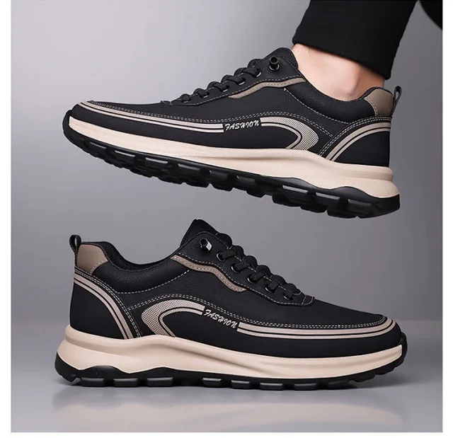 Men's Slip-On Leather Fashion Sneakers Detail