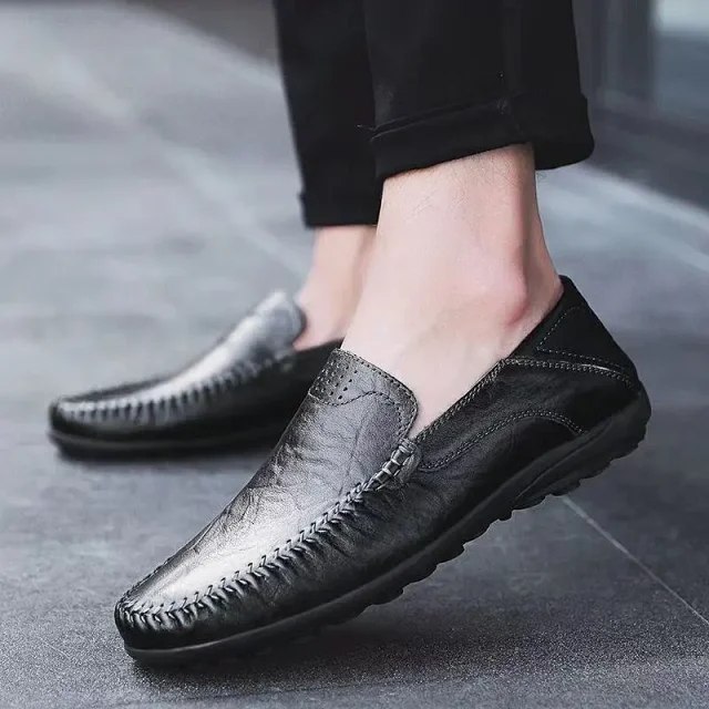 Men's Leather Slip-On Driving Shoes Detail
