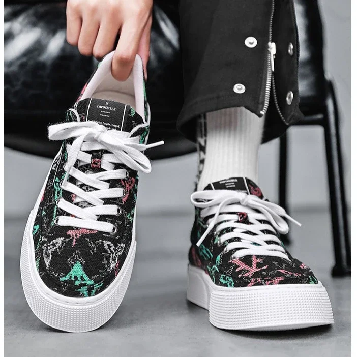 Men's Printed Canvas Low-Top Casual