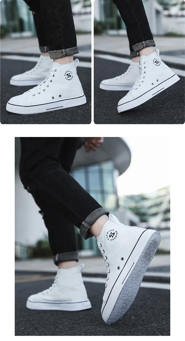 Korean Harajuku Men's Mid-Top Canvas Sneakers Detail