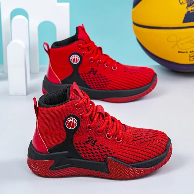 Breathable Knit Boys Basketball Shoes Detail