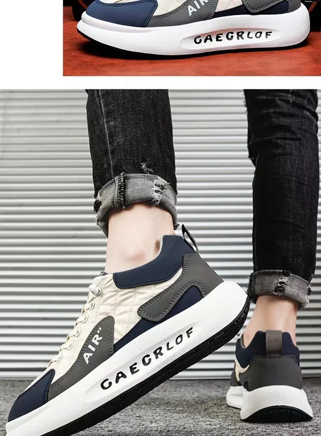 Men's Platform Lift White Sneakers Detail