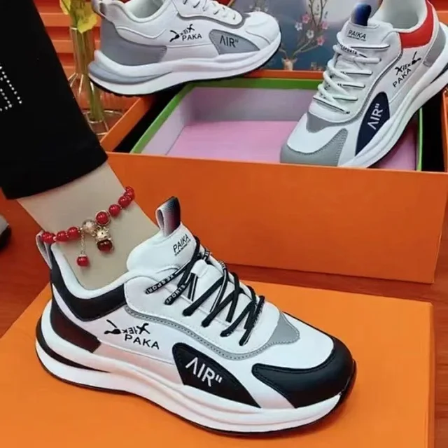 New Couples Lightweight Leather Dad Sneakers Detail