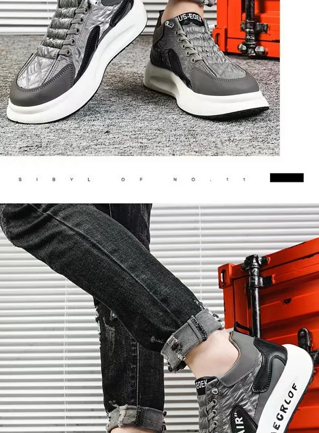 Men's Platform Lift White Sneakers Detail