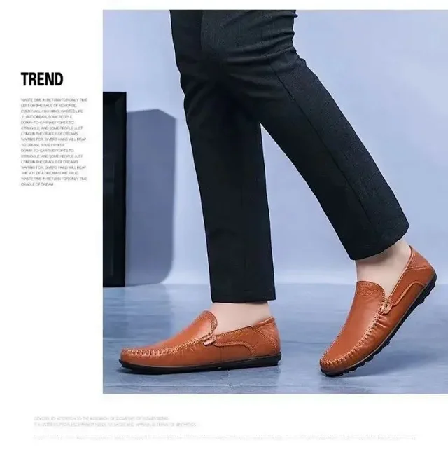 Men's Leather Slip-On Driving Shoes Detail