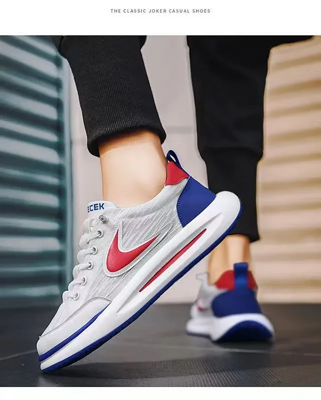 Men's Spring Soft Sole Platform White Sneakers Detail