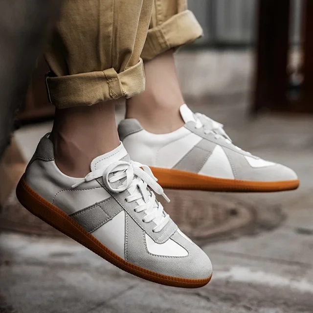 Men's Patchwork Retro German Trainer Sneakers Detail