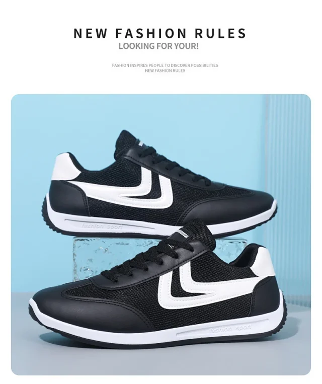 Men's Summer Breathable White Casual Sneakers Detail