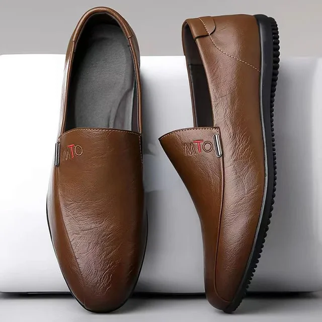 Men's Casual Leather Slip-On Driving Shoes Detail