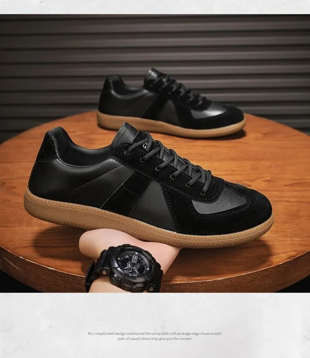 Men's Patchwork Retro German Trainer Sneakers Detail