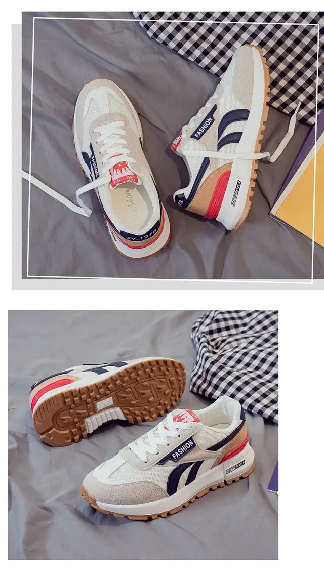 2025 K-Style Unisex Chunky White Sneakers Detail