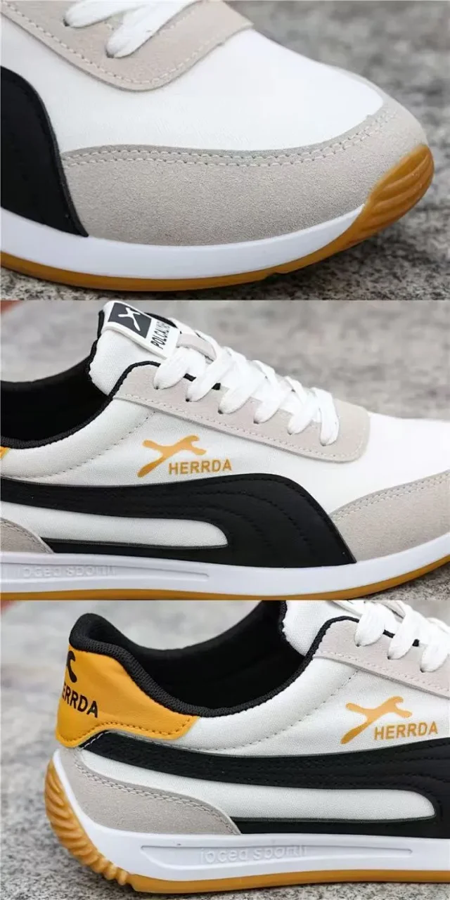 Men's New 2025 Korean Retro White Canvas Sneakers Detail