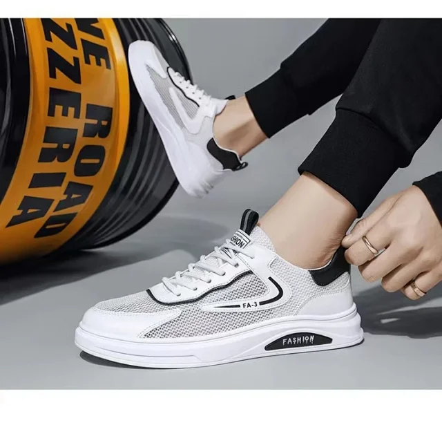 Men's Breathable Mesh White Sneakers 2025 Detail