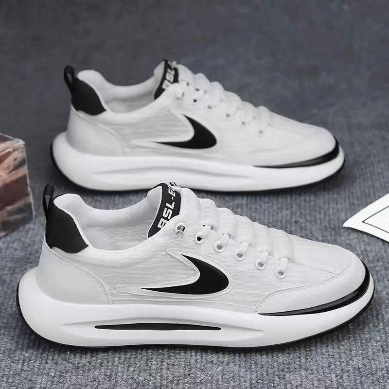Men's Spring Soft Sole Platform White Sneakers
