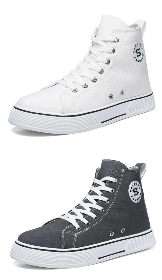 Korean Harajuku Men's Mid-Top Canvas Sneakers Detail