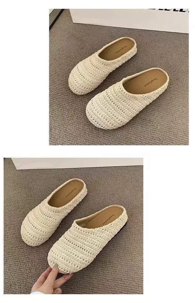 Women's Handmade Woven Birkenstock-Style Closed-Toe Slides Detail