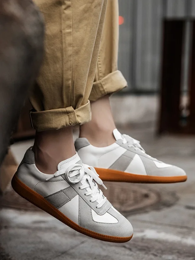 Men's Patchwork Retro German Trainer Sneakers Detail