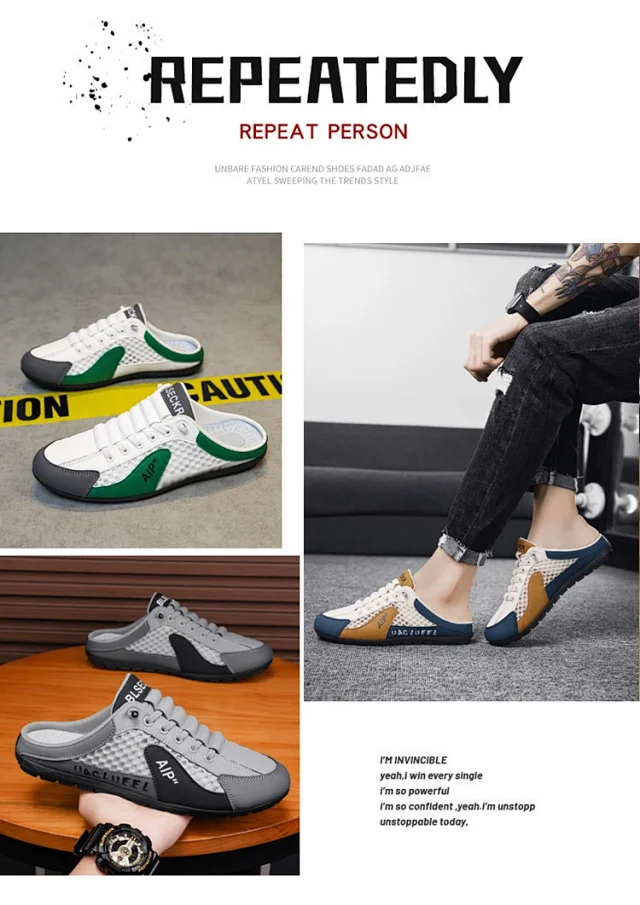 Men's Breathable Mesh Slip-On Sandals Detail