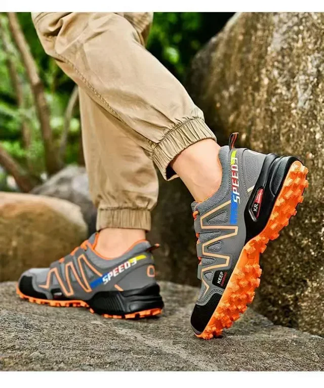 Men's Trail Running Trekking Hiking Fashion Breathable Grip Shoes Detail