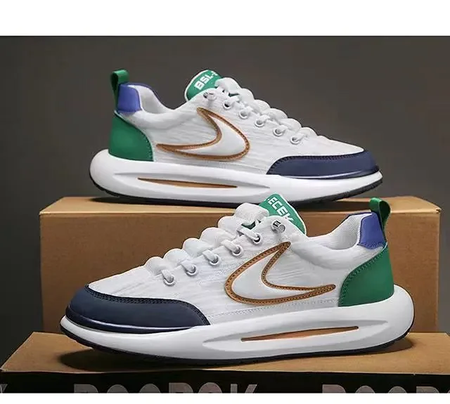 Men's Spring Soft Sole Platform White Sneakers Detail
