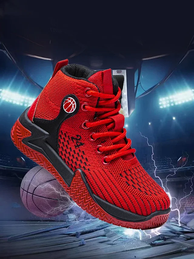 Breathable Knit Boys Basketball Shoes Detail