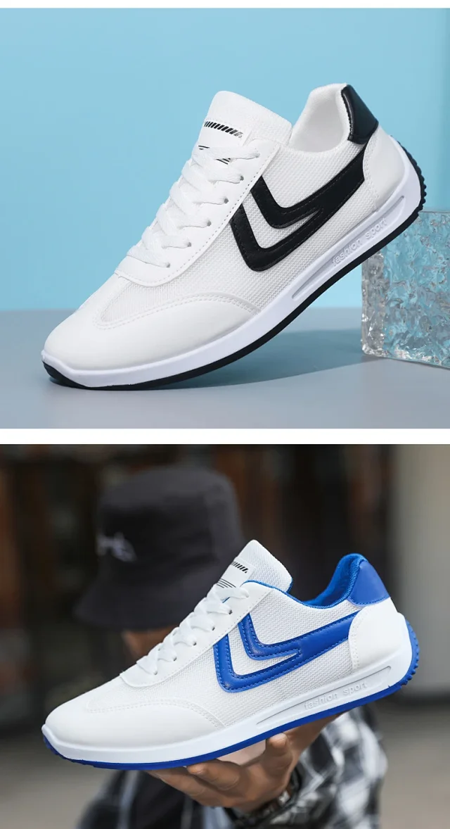 Men's Summer Breathable White Casual Sneakers Detail