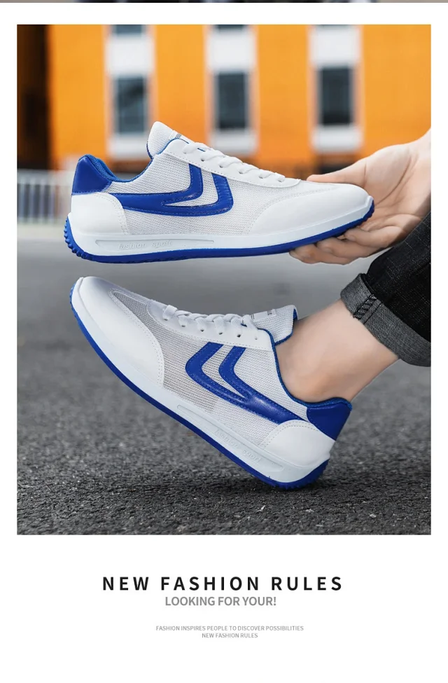 Men's Summer Breathable White Casual Sneakers Detail