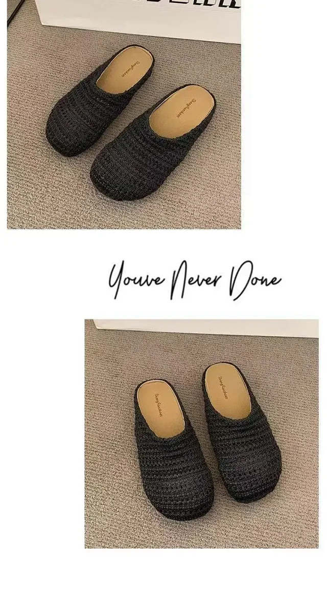 Women's Handmade Woven Birkenstock-Style Closed-Toe Slides Detail