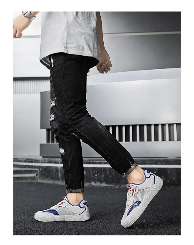 Unisex Breathable White Low-Top Casual Sneakers Detail